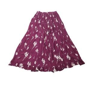 Vintage 90s Neo Nostalgia maroon and cream floral tiered maxi skirt S